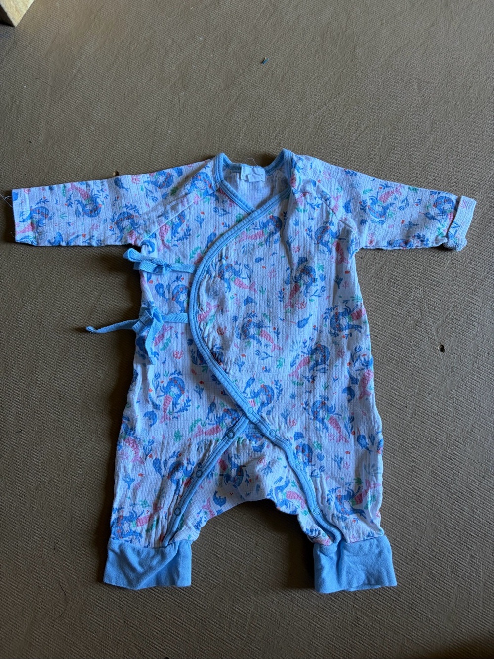 Angel Dear Light Blue Kimono with Mermaid Print 0-3M